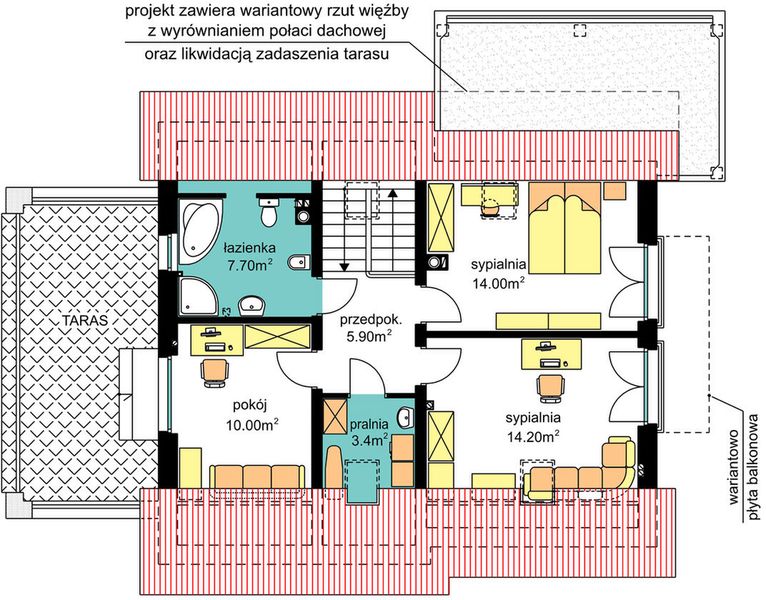 Poddasze projektu BW-55 wariant 1