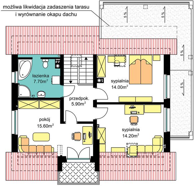 Poddasze projektu BW-55 wariant 2