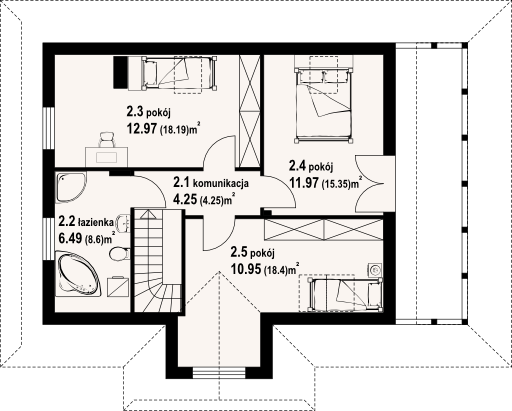 Poddasze projektu Modrzewo dw