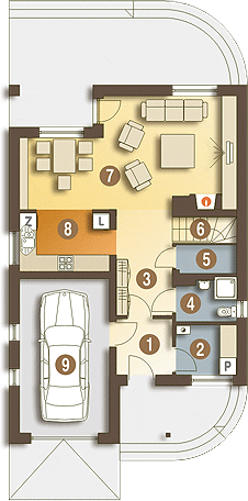 Parter projektu Greta styl z garażem 1-st. [A]