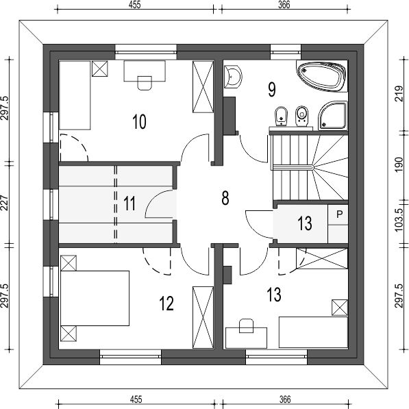 Piętro 1 projektu Tadeusz bez garażu [B]
