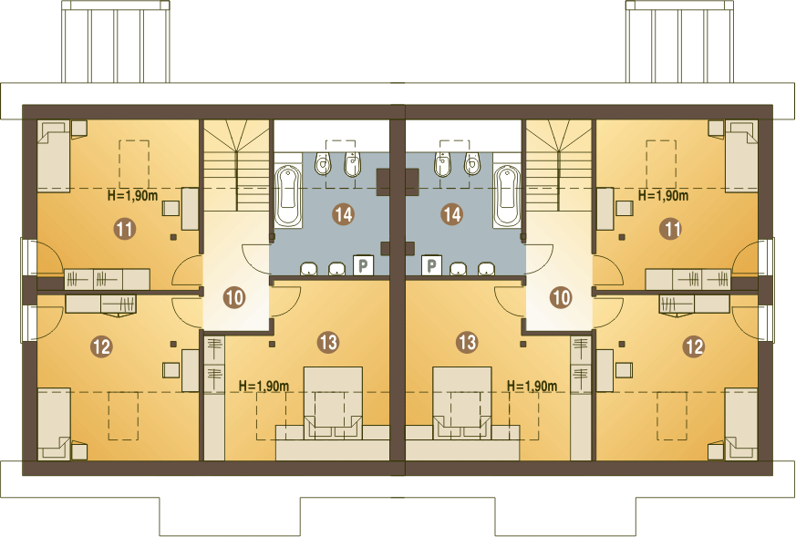 Poddasze projektu Jarząbek III z garażem 1-st. bliźniak [A1-BL1]