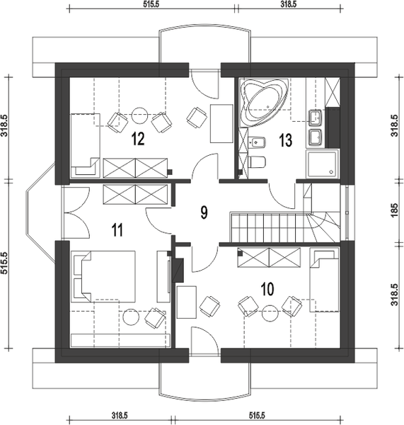 Poddasze projektu Dom Dla Ciebie 5 bez garażu [B]