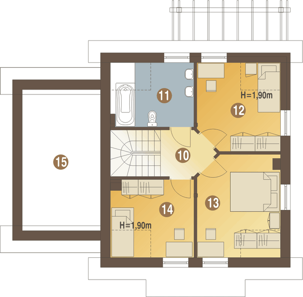 Poddasze projektu Koliber z garażem 1-st. [A]