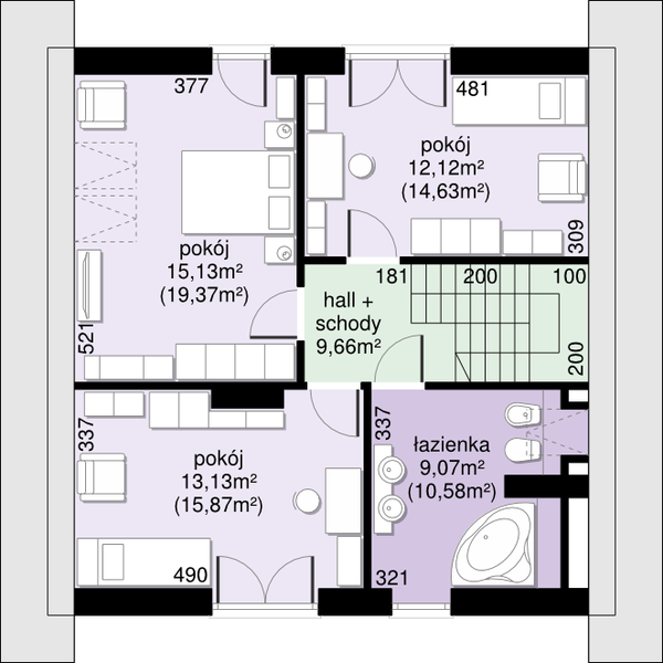 Poddasze projektu Dom przy Cyprysowej 54
