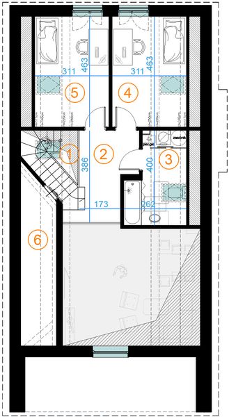 Poddasze projektu Z wnęką 01
