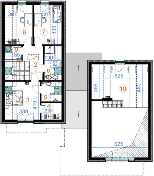 Poddasze projektu Dwie bryły 02