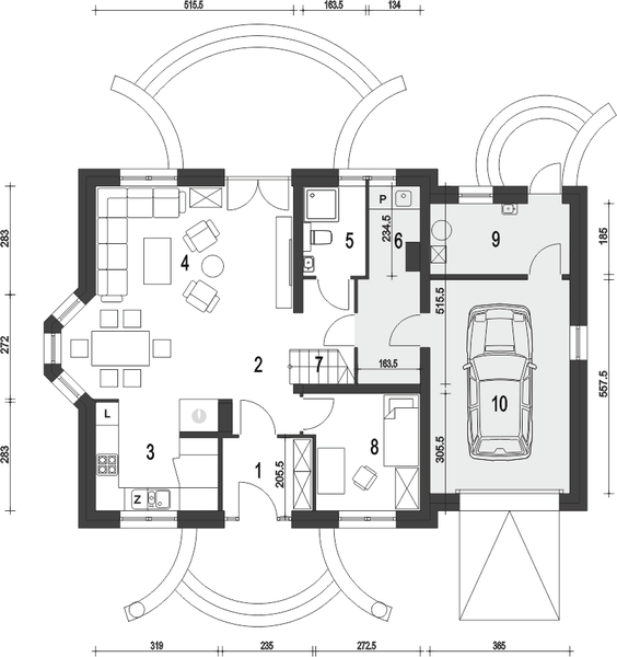 Parter projektu Dom Dla Ciebie 5 z garażem 1-st. [A]