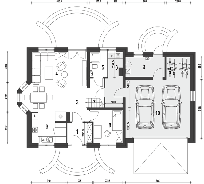 Parter projektu Dom Dla Ciebie 5 z garażem 2-st. [A1]