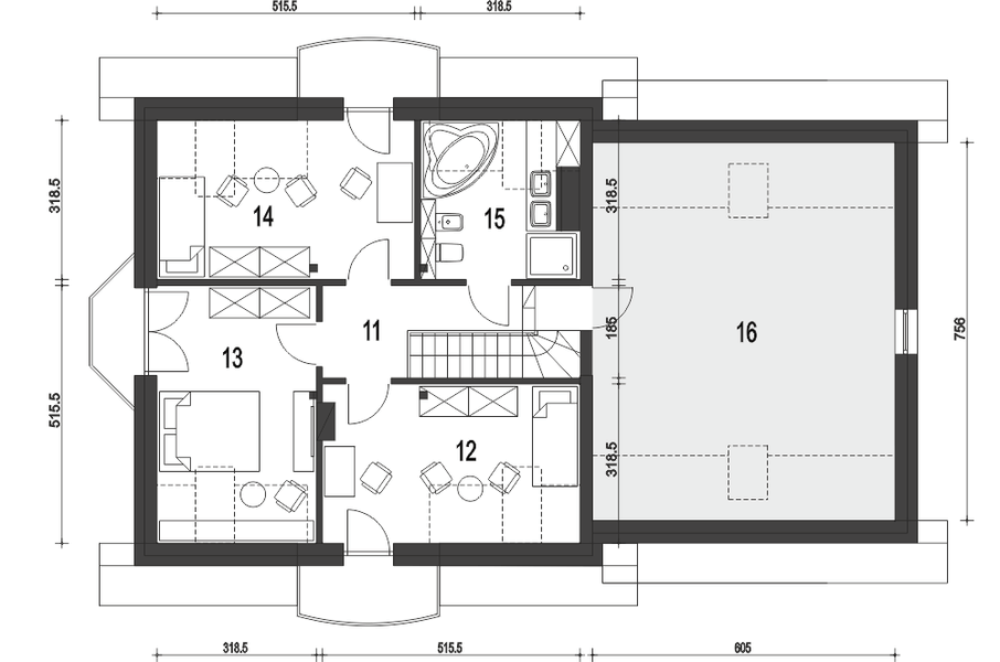 Poddasze projektu Dom Dla Ciebie 5 z garażem 2-st. [A1]