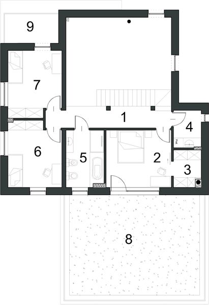 Piętro 1 projektu Intrygujący D32
