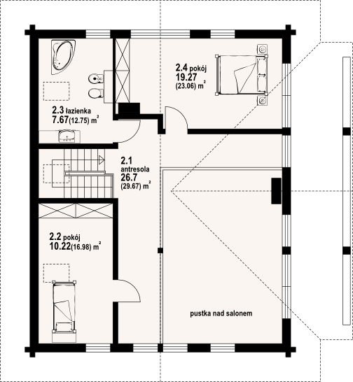 Poddasze projektu Tomaszewo dw