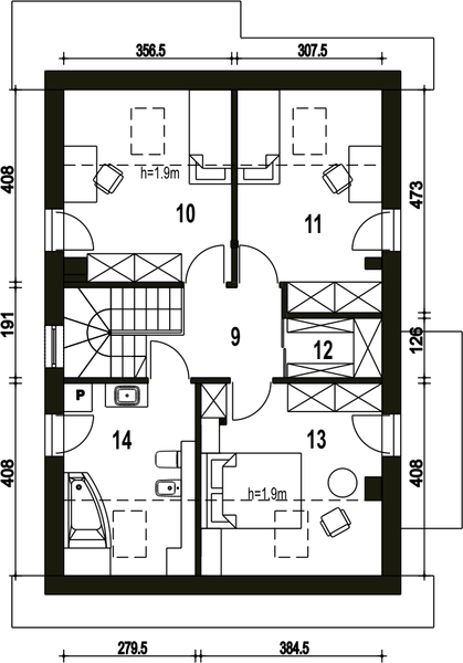 Poddasze projektu Głuszec bez garażu [B]