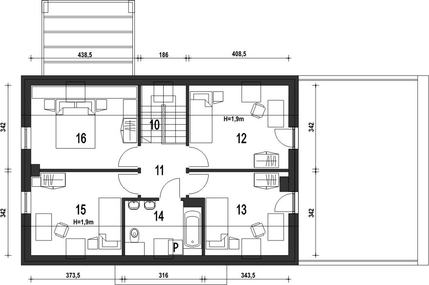 Poddasze projektu Eco 5 z garażem 2-st. [A1]