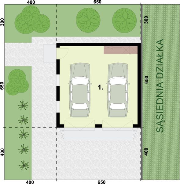 Parter projektu G330F szkielet drewniany budynek gospodarczy