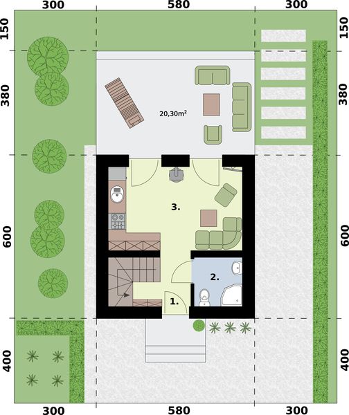 Parter projektu Lido 3 C dom mieszkalny, całoroczny z antresolą