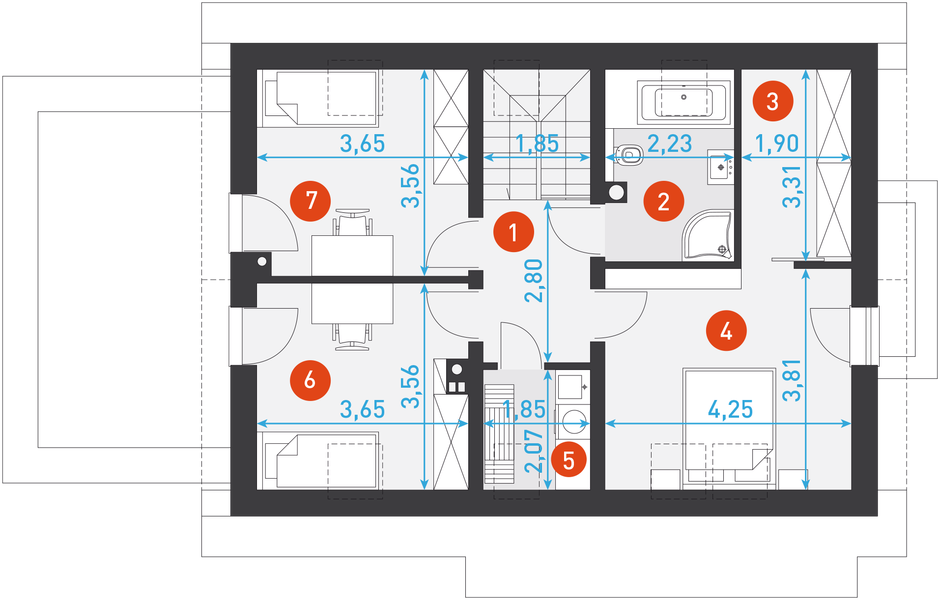 Poddasze projektu Przytulny 4A
