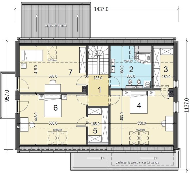 Poddasze projektu Bocian 3 z garażem 2-st.