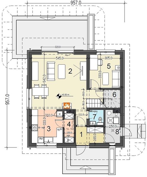 Parter projektu Jaskółka 3 bez garażu