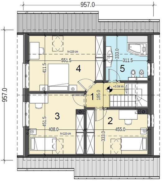 Poddasze projektu Jaskółka 3 bez garażu