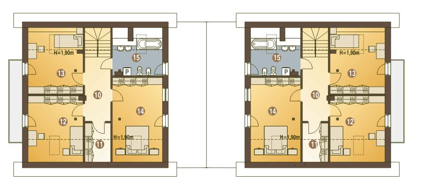 Poddasze projektu Nowinka VI z garażem i wiatą bliźniak [A1-BL1]