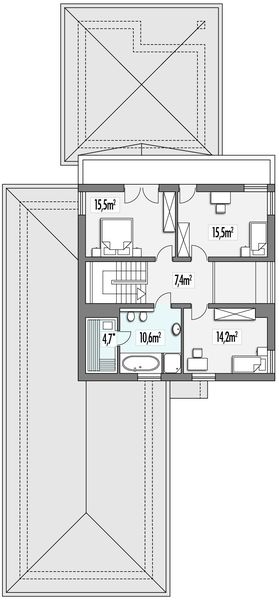 Piętro 1 projektu Sewilla Maxi D 3-garaże