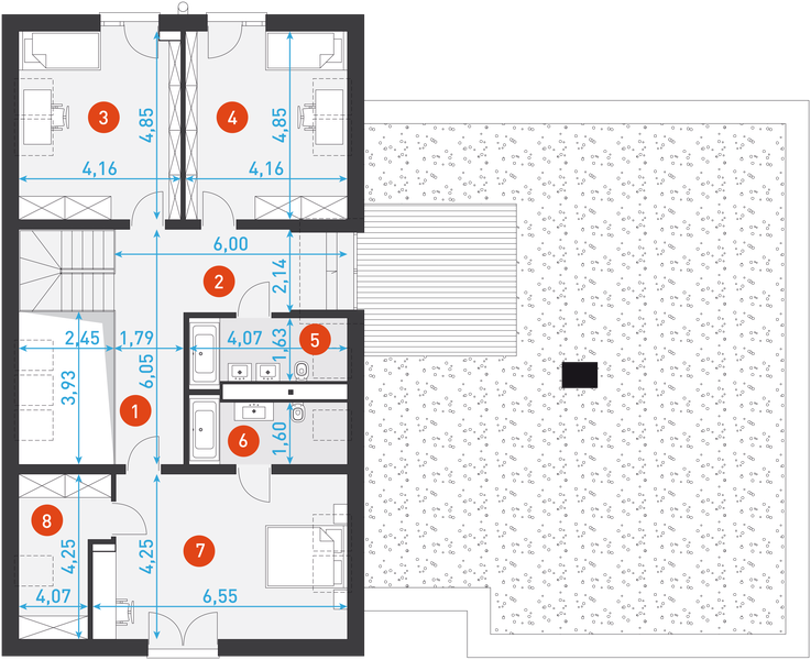 Poddasze projektu Nowoczesny 3