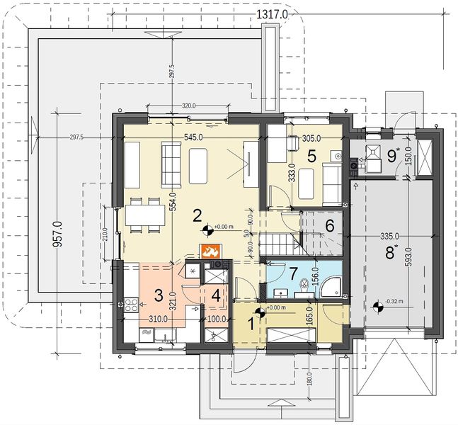 Parter projektu Jaskółka 4 z garażem