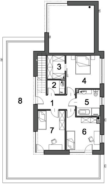 Piętro 1 projektu Ażurowy D38