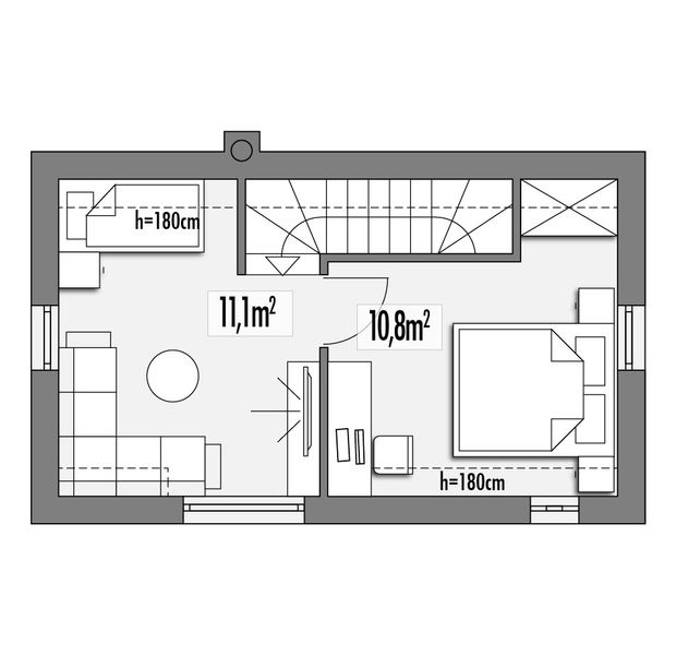 Piętro 1 projektu Mikrus letniskowy
