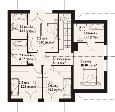 Poddasze projektu Krosno 3 gk