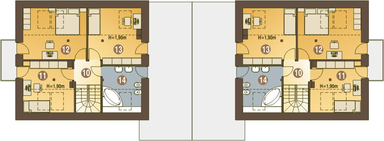 Poddasze projektu Czeczotka II z garażem 1-st. bliźniak [A-BL]