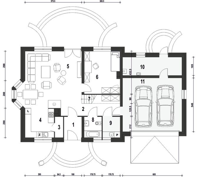 Parter projektu Dom Dla Ciebie 1 w3 z garażem 2-st. [A1]