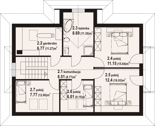 Poddasze projektu Bukowina 5dw
