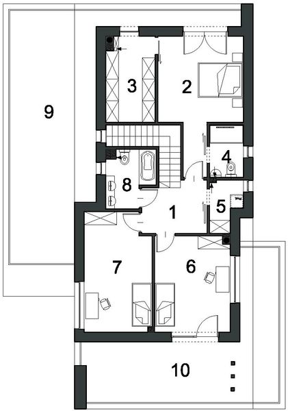 Piętro 1 projektu Przestronny D40