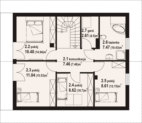 Poddasze projektu Gryfice 3 dw
