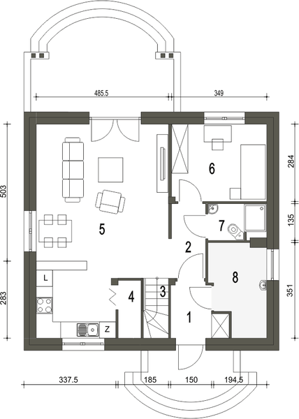 Parter projektu Nela II bez garażu [B]