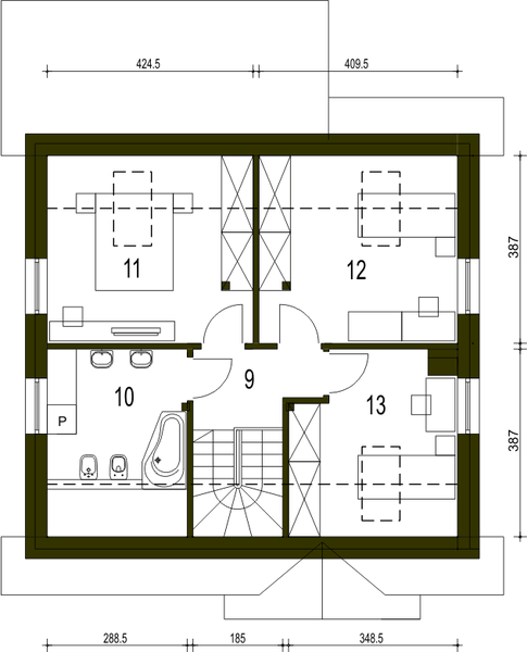 Poddasze projektu Nela II bez garażu [B]