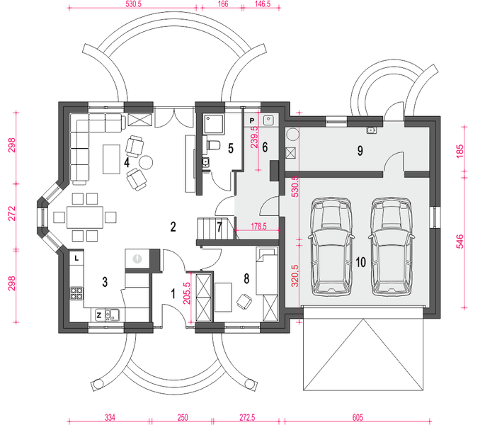 Parter projektu Dom Dla Ciebie 3 z garażem 2-st. [A3]
