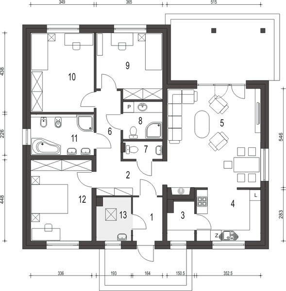 Parter projektu Nasturcja bez garażu [B]