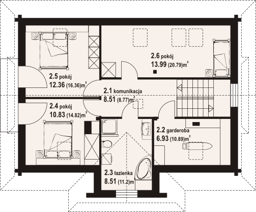 Poddasze projektu Bukowina 39 dw