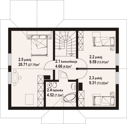 Poddasze projektu Hoczew średnia 11 dws