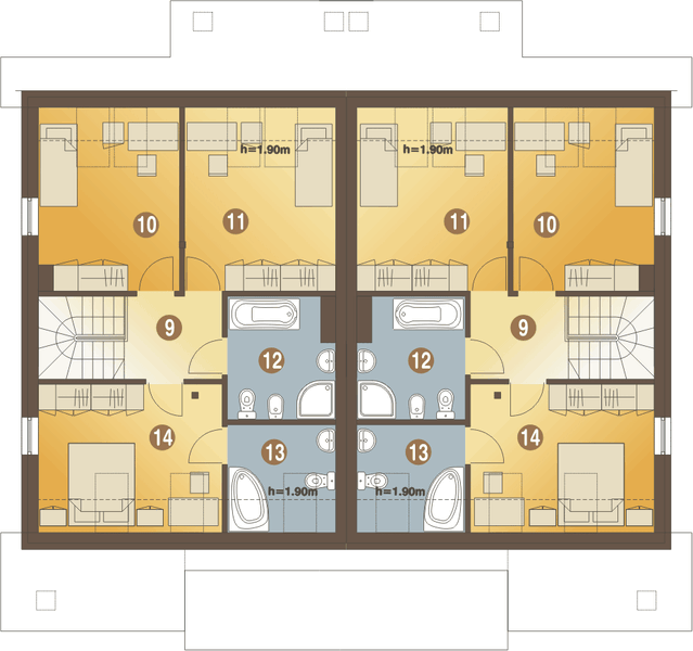 Poddasze projektu Norbert z garażem 1-st. bliźniak [A-BL1]