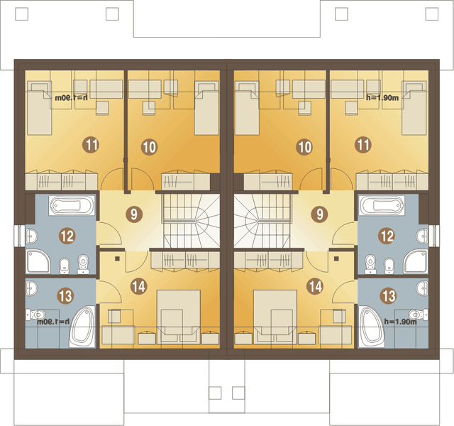Poddasze projektu Norbert z garażem 1-st. bliźniak [A-BL2]