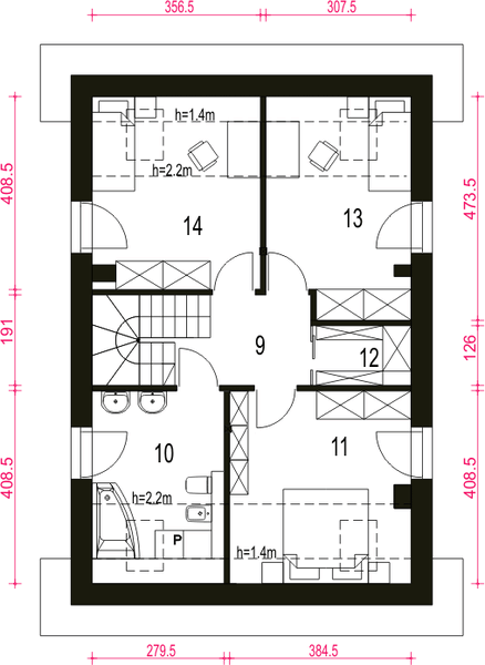 Poddasze projektu Agat z wiatą [A]
