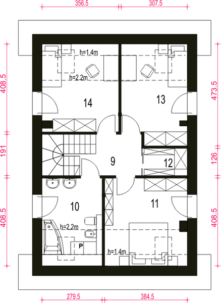 Poddasze projektu Agat bez garażu [B]