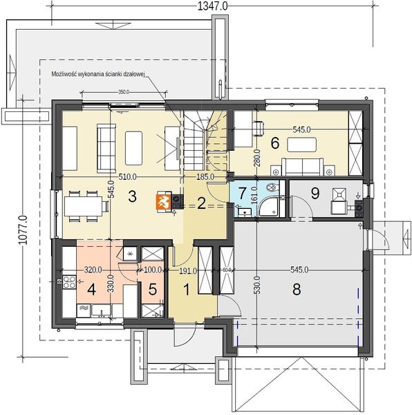 Parter projektu Bocian 4 z garażem 2-st.