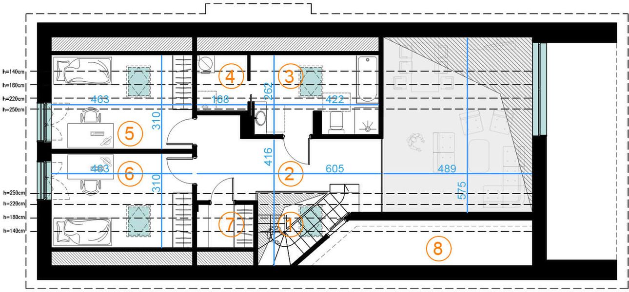 Poddasze projektu Z wnęką 04A