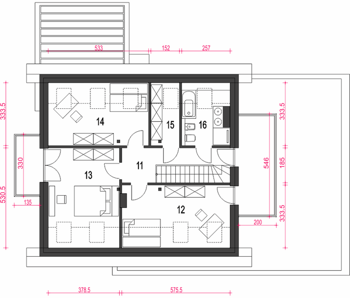 Poddasze projektu Argos z garażem 2-st. [A1]