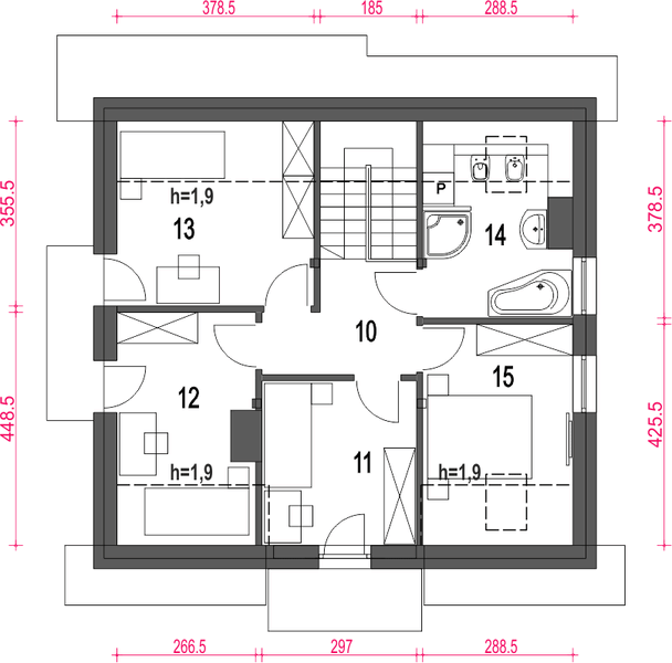 Poddasze projektu Daria III bez garażu [B]